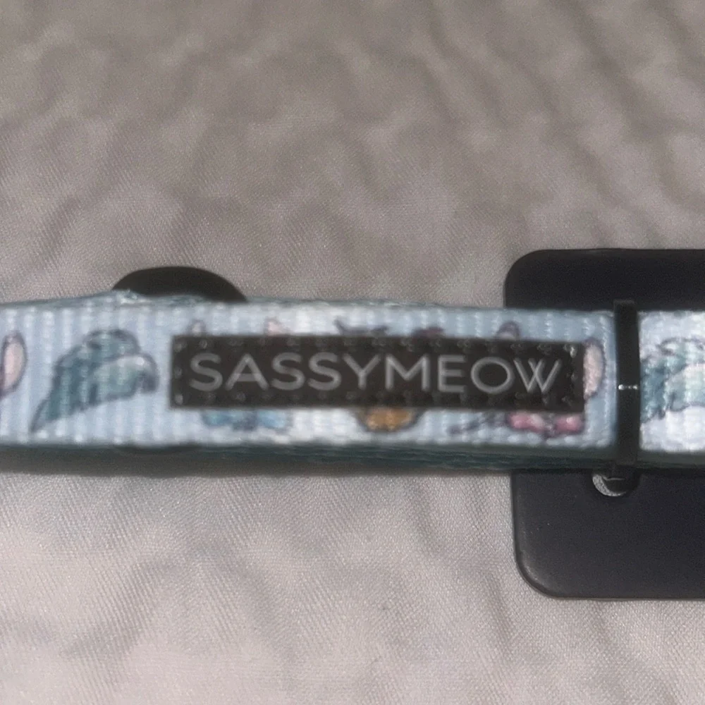 Sassy Meow Blue Disney Stitch Cat Collar (S) with Matching Leash 6ft